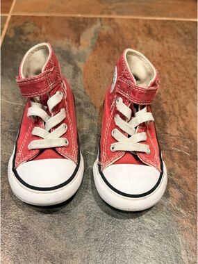Toddler Maroon High-Top Canvas Converse Sneakers
